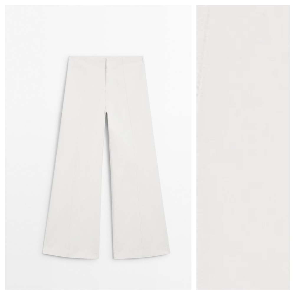 NWT. Massimo Dutti Studio Off White Wide-Leg Trousers. Size 8. - Picture 2 of 9